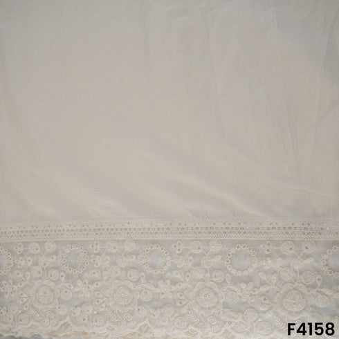 Dyeable Thread Sequins Embroidered Patch Work Kora Cotton Fabric- F4158